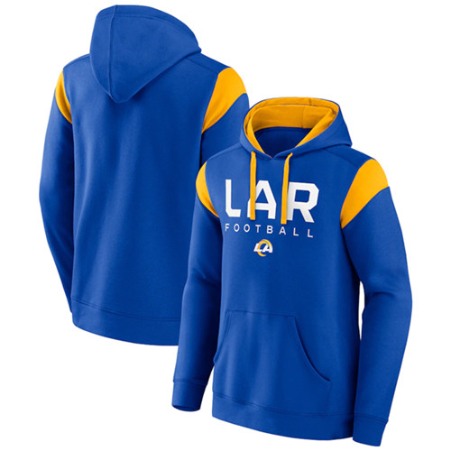 Men's Los Angeles Rams Royal Call The Shot Pullover Hoodie - Click Image to Close